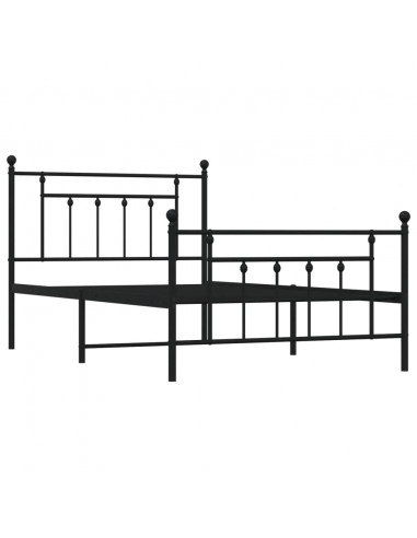 Giroletto con Testiera e Pediera Metallo Nero 107x203 cm