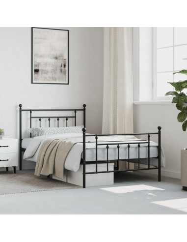 Giroletto con Testiera e Pediera Metallo Nero 107x203 cm