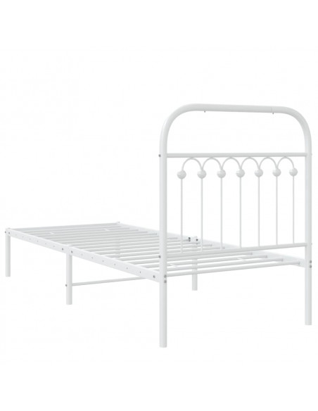 Giroletto con Testiera Metallo Bianco 75x190 cm