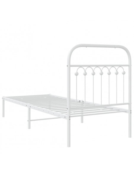 Giroletto con Testiera Metallo Bianco 80x200 cm