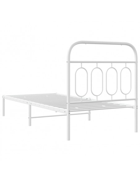 Giroletto con Testiera Metallo Bianco 90x190 cm
