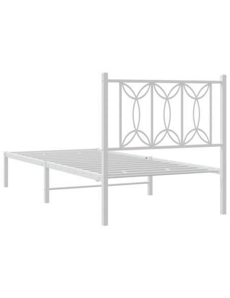 Giroletto con Testiera Metallo Bianco 90x190 cm