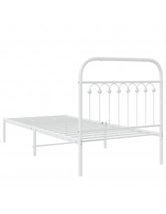 Giroletto con Testiera Metallo Bianco 90x190 cm