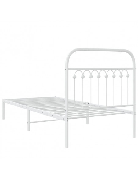 Giroletto con Testiera Metallo Bianco 90x190 cm