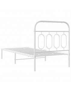 Giroletto con Testiera Metallo Bianco 90x200 cm