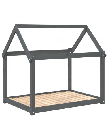 Cuccia per Cani Grigia 111x80x100 cm in Legno Massello di Pino