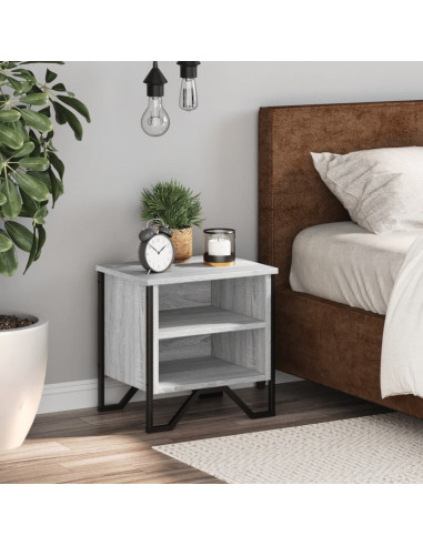 Comodino Grigio Sonoma 40x30x40 cm in Truciolato