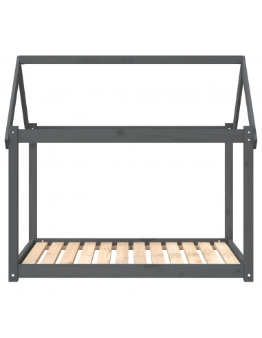 Cuccia per Cani Grigia 111x80x100 cm in Legno Massello di Pino