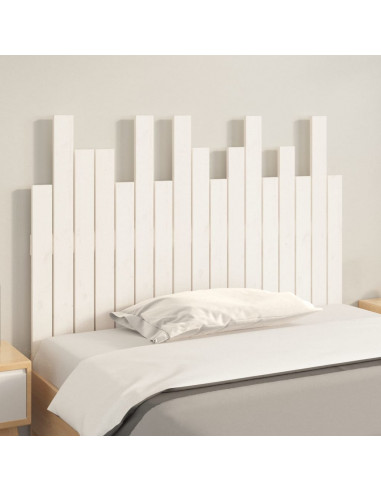 Testiera da Parete Bianca 108x3x80 cm in Legno Massello di Pino