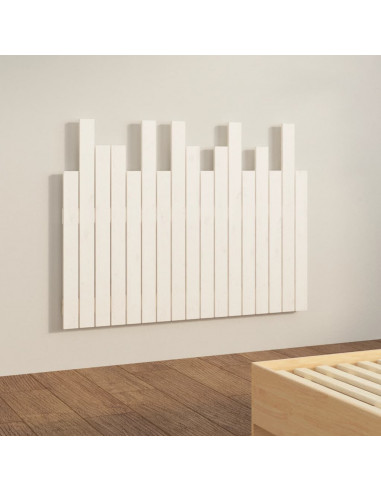 Testiera da Parete Bianca 108x3x80 cm in Legno Massello di Pino
