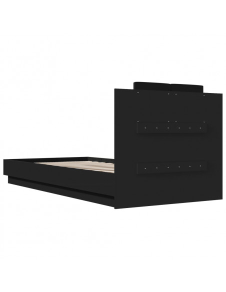 Giroletto con Testiera Nero 100x200 cm in Legno Multistrato
