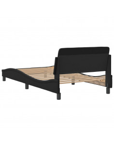 Giroletto con Testiera Nero 100x200 cm in Similpelle