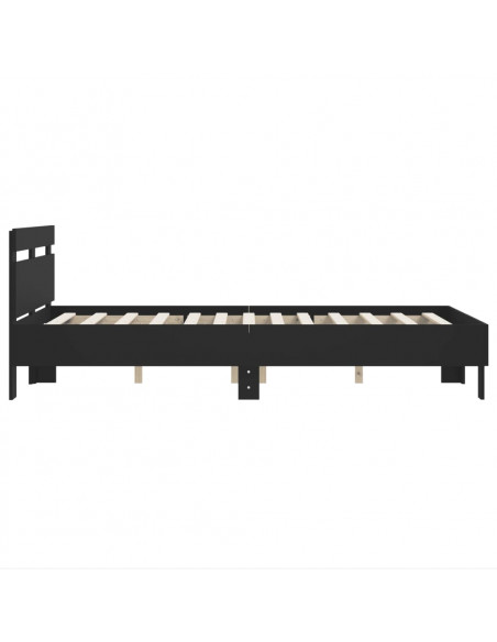 Giroletto con Testiera Nero 135x190 cm in Legno Multistrato