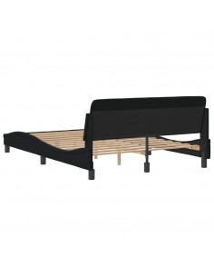 Giroletto con Testiera Nero 140x190 cm in Tessuto