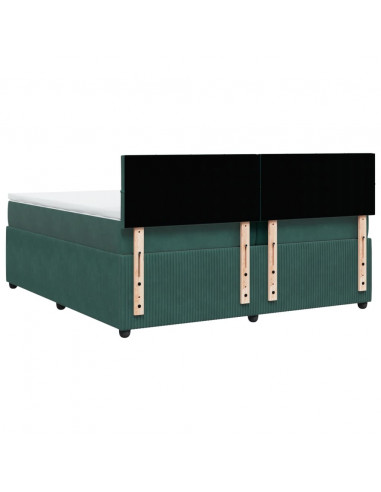 Giroletto a Molle con Materasso Verde Scuro 200x200 cm Velluto