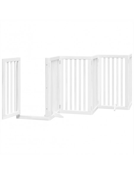 Cancello Cani Porta Pieghevole Bianco 9 Pannelli 450 cm Pioppo