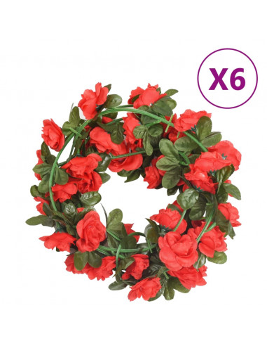 Ghirlande Fiori Artificiali 6 pz Rosso 240cm