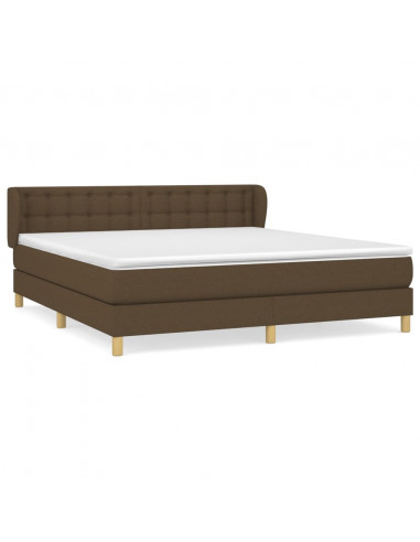 Giroletto a Molle con Materasso Marrone Scuro 160x200cm Tessuto