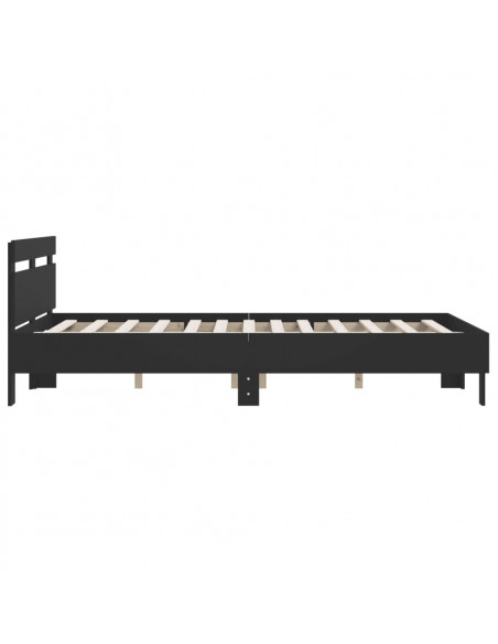Giroletto con Testiera Nero 140x200 cm in Legno Multistrato