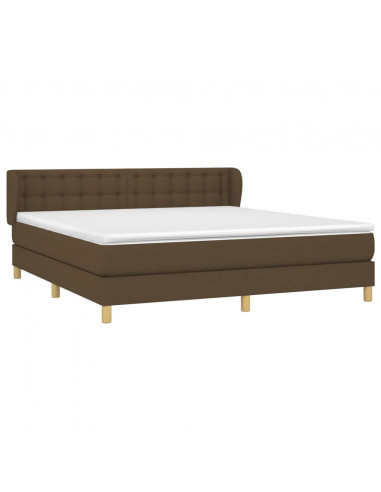 Giroletto a Molle con Materasso Marrone Scuro 160x200cm Tessuto