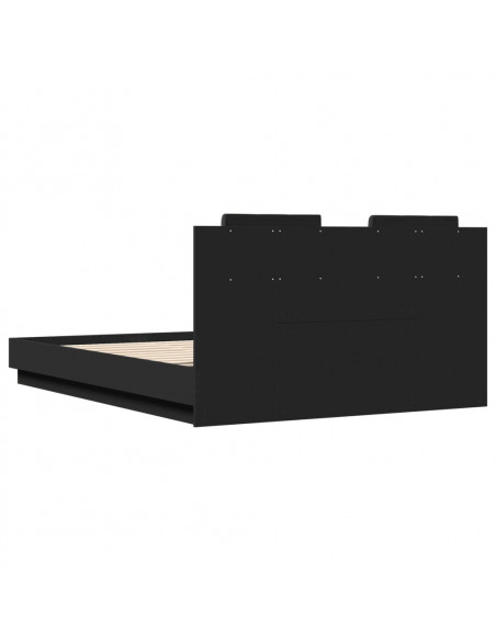 Giroletto con Testiera Nero 150x200 cm in Legno Multistrato
