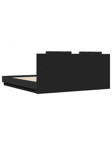 Giroletto con Testiera Nero 160x200 cm in Legno Multistrato