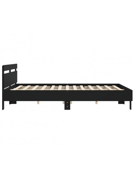 Giroletto con Testiera Nero 160x200 cm in Legno Multistrato