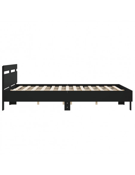 Giroletto con Testiera Nero 180x200 cm in Legno Multistrato