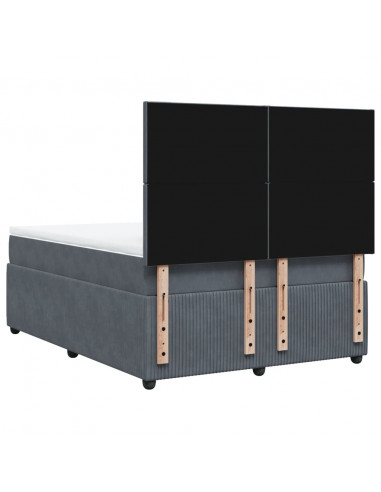 Giroletto a Molle con Materasso Grigio Scuro 160x200 cm Velluto