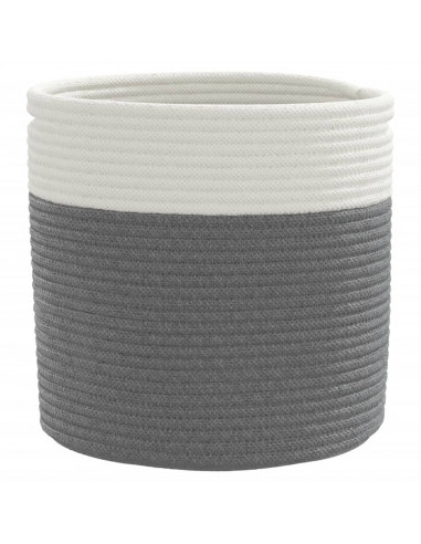 Cestini Portaoggetti 2pz Grigio e Bianco Ø28x28 cm in Cotone