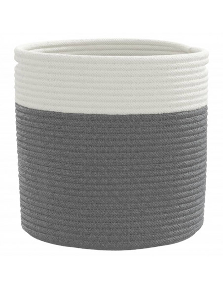 Cestini Portaoggetti 2pz Grigio e Bianco Ø28x28 cm in Cotone