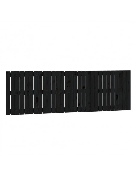 Testiera da Parete Nera 185x3x60 cm in Legno Massello di Pino