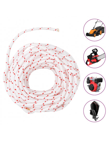 Fune di Avviamento a Strappo Bianco e Rosso Ø6 mm 10 m in Nylon