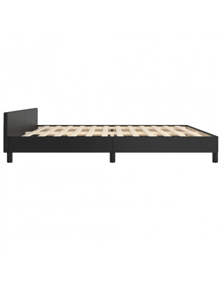 Giroletto con Testiera Nero 200x200 cm in Similpelle