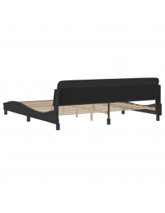 Giroletto con Testiera Nero 200x200 cm in Tessuto