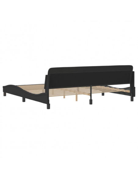 Giroletto con Testiera Nero 200x200 cm in Tessuto