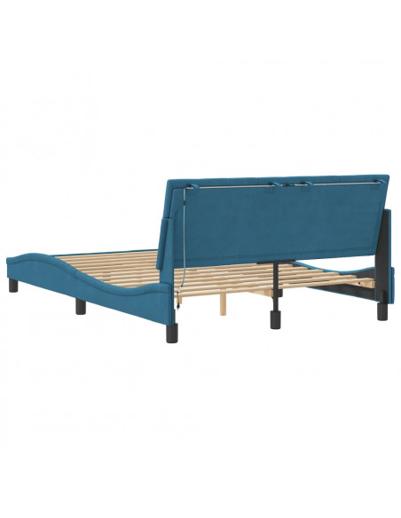 Giroletto con Luci LED Blu 140x190 cm in Velluto