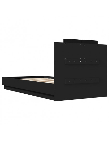 Giroletto con Testiera Nero 75x190 cm in Legno Multistrato