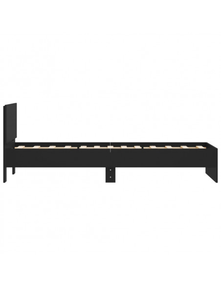 Giroletto con Testiera Nero 75x190 cm in Legno Multistrato