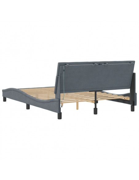 Giroletto con Luci LED Grigio Scuro 120x200 cm in Velluto