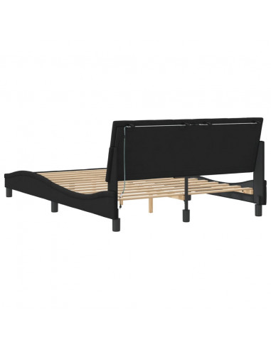 Giroletto con Luci LED Nero 140x190 cm in Velluto