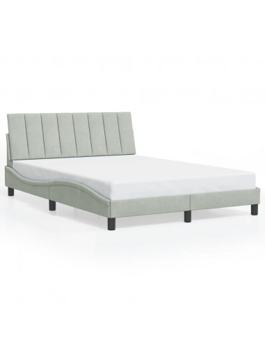 Giroletto con Testiera Grigio Chiaro 140x190 cm in Velluto