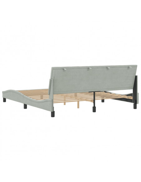 Giroletto con Testiera Grigio Chiaro 180x200 cm in Velluto
