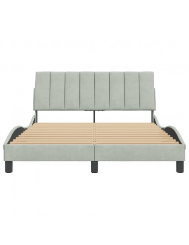 Giroletto con Testiera Grigio Chiaro 140x190 cm in Velluto