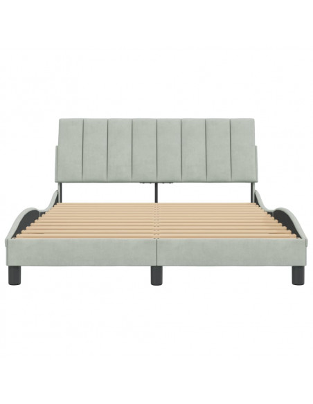Giroletto con Testiera Grigio Chiaro 140x190 cm in Velluto