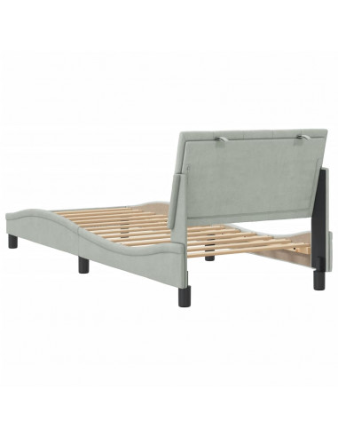 Giroletto con Testiera Grigio Chiaro 80x200 cm in Velluto