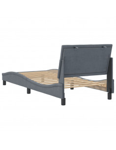 Giroletto con Testiera Grigio Scuro 80x200 cm in Velluto 2