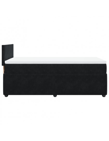 Giroletto a Molle con Materasso Nero 90x190 cm in Velluto