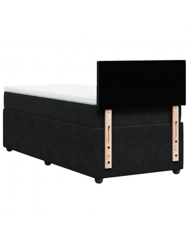 Giroletto a Molle con Materasso Nero 90x190 cm in Velluto