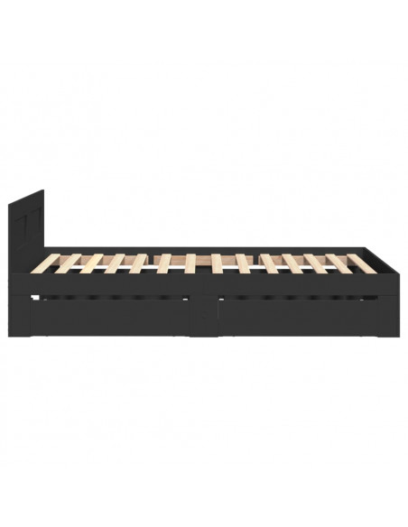 Giroletto con Testiera Nero 90x200 cm in Legno Multistrato